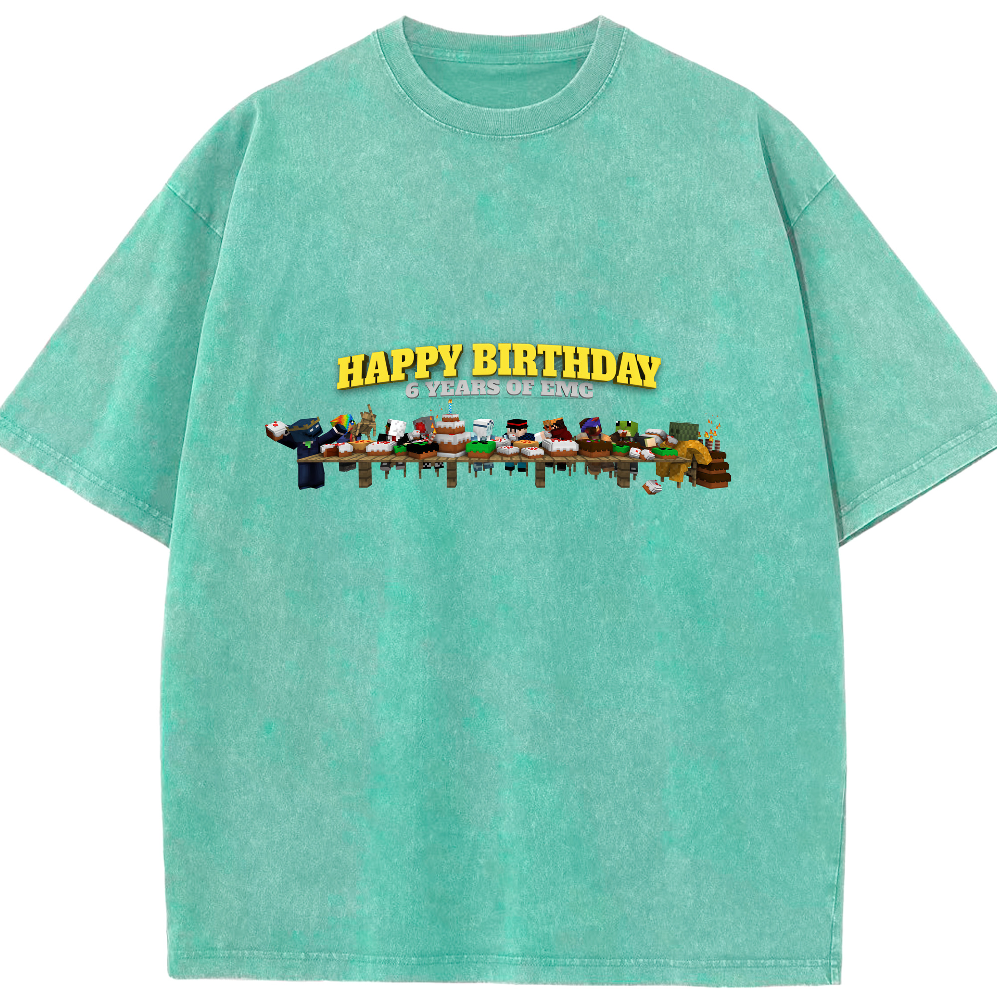 （画像用） マインクラフト ブロックの世界 Minecraft MC Block world 綿100% ヴィンテージ風 半袖Tシャツ（フロントプリント）